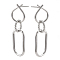 Brass Stud Earring Findings, Nickel Free, Oval with Ring, Real Platinum Plated, 31x9mm, Pin: 1mm, Ring: 8x1mm, Oval: 17x9x1mm