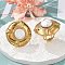 304 Stainless Steel Finger Rings, with Freshwater Pearl Beads, Flat Round, Real 18K Gold Plated, US Size 6(16.5mm)