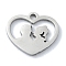 Non-Tarnish 304 Stainless Steel Charms, Laser Cut, Heart with Couple Charm, Stainless Steel Color, 11.5x12.5x1mm, Hole: 1.2mm