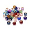 Glass European Beads, with Golden Plated Brass Double Cores, Large Hole Beads, Rondelle, Mixed Color, 14~15x11mm, Hole: 5mm