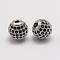 Brass Micro Pave Cubic Zirconia Beads, Round, Platinum, 10x9.5mm, Hole: 2mm
