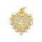Rack Plating Brass Pave Cubic Zirconia Pendants, with ABS Imitation Pearl, Cadmium Free & Lead Free, Long-Lasting Plated, Heart with Star Pattern, Real 18K Gold Plated, 23.5x20x4.5mm, Hole: 3mm