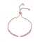 Brass Rhinestone Slider Bracelet Makings, with Box Chain, Rose Gold, 10-1/8 inch(25.7cm), Hole: 1.8mm