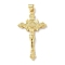 Brass Pendants, Cadmium Free & Nickel Free & Lead Free, Cross with Jesus Charms, Real 18K Gold Plated, 42.5x22.5x4mm, Hole: 5x3.5mm