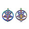 201 Stainless Steel Pendants, Baphomet, Rainbow Color, 30.5x24.5x3mm, Hole: 2mm