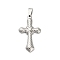 304 Stainless Steel Pendants, Cross Charm, Stainless Steel Color, 45x25.5x4mm, Hole: 9x4.5mm