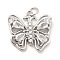 Rack Plating Brass Cubic Zirconia Pendants, Hollow Butterfly Charm, Long-Lasting Plated, with Jump Rings, Cadmium Free & Lead Free, Real Platinum Plated, 18.5x19x4.5mm, Hole: 3mm
