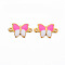304 Stainless Steel Enamel Links Connectors, Two Tone, Butterfly, Real 16K Gold Plated, Cadmium Free & Nickel Free & Lead Free, Hot Pink, 6.5x10x1mm, Hole: 1mm