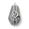 Natural Labradorite Pendants, Hexagon Charm, with Stainless Steel Color Plated 304 Stainless Steel Heart Findings and Jump Rings, 36~36.5x19.5~20x12~14mm, Hole: 2mm