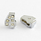 Zinc Alloy Rhinestone Number Slide Charms, Platinum, Num.4, 12x9x5mm, Hole: 8x2mm
