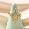 Brass Micro Pave Clear Cubic Zirconia Adjustable Open Cuff Rings for Women, Cadmium Free & Lead Free, Conch Shape, Real 16K Gold Plated, Adjustable; 25.5x13mm