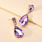 Colorful Transparent Glass Crystal Earrings with Fashionable Waterdrop Shape for Elegant and Stylish Women, Violet