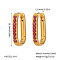 Elegant Stainless Steel Oval Hoop Earrings, with Rhinestone, Real 18K Gold Plated, 20.3x13.9mm