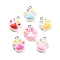Opaque Resin Pendants, Paw Print Charms with Platinum Tone Iron Loops, Mixed Color, 19x17x7mm, Hole: 2mm