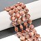 Natural Red Netstone Beads Strands, Faceted Pentagonal Cut, Flat Round, with Seed Beads, 10~10.5x5~6mm, Hole: 1mm, about 32~33pcs/strand, 15.75''(40cm)