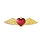 Alloy Enamel Pendants, Golden, Heart with Wing Charm, Golden, 53.5x18x3mm, Hole: 1.8mm