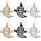 6Pcs 3 Colors  Brass Micro Pave CLear Cubic Zirconia Pendants, Grade AAA, Ghost, Cadmium Free & Nickel Free & Lead Free, Ghost, Mixed Color, 15x15x3mm, Hole: 2mm, 2pcs/color