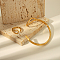 Stylish Stainless Steel Cuff Bangle & Ring Set for Women's Summer Accessories, Golden,