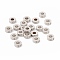 Non-Tarnish 201 Stainless Steel Spacer Beads, Flat Round with Twill Texture, Stainless Steel Color, 8x3mm, Hole: 3.5mm