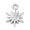 Brass Micro Pave Cubic Zirconia Charms, Cadmium Free & Nickel Free & Lead Free, Sun, Platinum, 12.5x8.5x2.5mm, Hole: 1.4mm