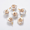 Natural Cultured Freshwater Pearl Pendants, with Brass Micro Pave Cubic Zirconia Findings, Nuggets with Flat Round, Golden, Dark Blue, 18~21x13~15x6~8mm, Hole: 1.8mm