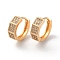 Brass Hoop Earrings with Rhinestone, Rectangle, Light Gold, 15x5.5x15.5mm