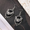 Halloween Bat Alloy Glass Dangle Earrings, Black, 60mm