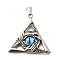304 Stainless Steel Pendants, with Eye Shape Glass Bead, Triangle, 47x47x10mm, Hole: 8x4mm