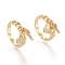 Adjustable Brass Micro Pave Clear Cubic Zirconia Finger Ring, Key and Lock, Real 18K Gold Plated, US Size 7 1/4(17.5mm)