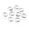 Tarnish Resistant Adjustable 304 Stainless Steel Finger Rings Components, Pad Ring Base Findings, Flat Round, Stainless Steel Color, Tray: 8mm, 17mm