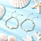 2Pcs Starfish & Turtle Natural Freshwater Shell Beads Braided Bead Bracelets, with Synthetic Turquoise Beads, White, Inner Diameter: 1-7/8~3 inch(4.8~7.7cm)
