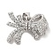 Brass Micro Pave Clear Cubic Zirconia Pendants, Cadmium Free & Lead Free, Bowknot, Platinum, 15x20.5x5mm, Hole: 5x3.5mm