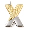 Brass Pendants, Cadmium Free & Nickel Free & Lead Free, Real 18K Gold Plated And Platinum, Letter Charms, Letter X, 27.5x22.5x3.5mm, Hole: 3.5x1.5mm