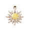 Alloy Enamel Pendants, with Crystal Rhinestone, Smiling Sun Charms, Golden, Yellow, 22.5x19.5x2.5mm, Hole: 2mm