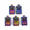 Alloy Pendants, Cadmium Free & Nickel Free & Lead Free, Crayon Box with Word Crayons, Rainbow Color, 17x9x3mm, Hole: 1.2mm