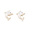 Rack Plating Brass Pendants, Dolphin Charms with Shell, Long-Lasting Plated, Real 18K Gold Plated, 17x12x2.5mm, Hole: 1mm