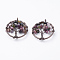 Natural Tourmaline Pendants, with Brass Findings, Red Copper, Flat Round with Tree of Life, 29x5~7mm, Hole: 4.5mm