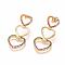 Brass Micro Pave Cubic Zirconia Dangle Stud Earrings, Long-Lasting Plated, with Ear Nuts, Heart, Real 18K Gold Plated, Colorful, 30x14.5x2.3mm, Pin: 0.7mm