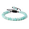 Natural Dyed Amazonite Round Bead Adjustable Braided Bracelets, 6mm