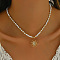 Gemstone and Shell Beaded Pendant Necklace, with Alloy for women, Sun, 14.17 inch(36cm)