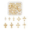 18Pcs 9 Style Alloy Pendants & Chandelier Componenent Links, with Resin Imitation Pearl Beads and Rhinestone, Cross with Star, Light Gold, 16~37.5x10~23.5x3~6mm, Hole: 1.5~3mm, 2pcs/style