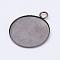 Brass Pendant Cabochon Settings, Milled Edge Bezel Cups, Flat Round, Antique Bronze, Tray: 25mm, 32x26x1mm, Hole: 4mm