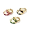 Cubic Zirconia Rectangle Hoop Earrings, Real 18K Gold Plated Brass Jewelry for Women, Cadmium Free & Nickel Free & Lead Free, Mixed Color, 12x13x2mm, Pin: 0.8mm