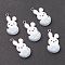 Opaque Resin Pendants, with Platinum Tone Iron Loops, Easter Theme, Rabbit with Eggshell, White, 32.5x15.5x5mm, Hole: 2mm