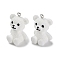 Opaque Resin Pendants, Bear Charms, with Platinum Tone Iron Loops, WhiteSmoke, 30x20.5x19mm, Hole: 2mm
