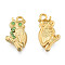 304 Stainless Steel Pendants, with Peridot Rhinestone, Owl, Golden, 20x11x3mm, Hole: 1.6mm