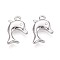 304 Stainless Steel Pendants, Dolphin, Stainless Steel Color, 18x12.5x3mm, Hole: 1.8mm