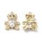 Rack Plating Brass Clear Cubic Zirconia Pendants, Cadmium Free & Nickel Free & Lead Free, Bear with Heart Charm, Real 18K Gold Plated, 19x15x5.5mm, Hole: 1.5mm