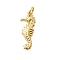 Brass Pendants, with Jump Ring, Rack Plating, Long-Lasting Plated, Lead Free & Cadmium Free, Real 18K Gold Plated, Sea Horse, 21.5x8.5x2.5mm, Hole: 3.5mm