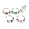 Rack Plating Brass Micro Pave Cubic Zirconia Flower Open Cuff Rings for Women, Cadmium Free & Lead Free, Long-Lasting Plated, Platinum, Mixed Color, 7mm, Adjustable
